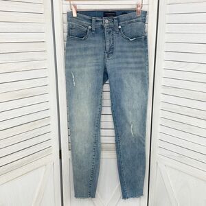 Lucky Brand Ava Mid Rise Skinny Jeans Blue Size 4 27 Raw Hem Ankle Cropped